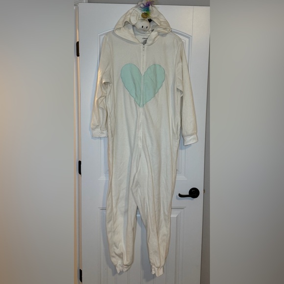 Xhilaration White Unicorn Onesie with Gold Horn and Rainbow Tail - Picture 1 of 4